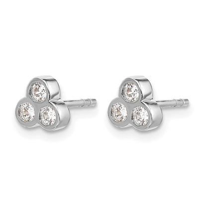 10K Weißgold 3-stone Diamant Ohrringe