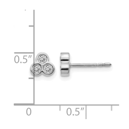 10K Weißgold 3-stone Diamant Ohrringe