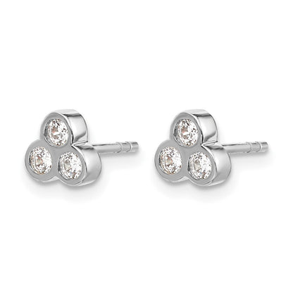 14K Weißgold Diamant-Ohrringe mit 3 Steinen
