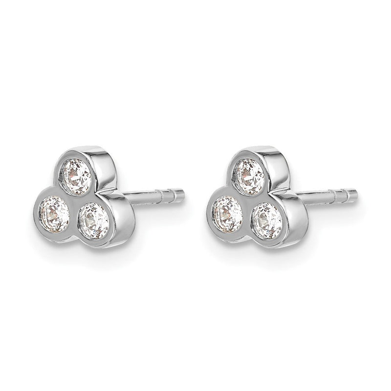 14K Weißgold Diamant-Ohrringe mit 3 Steinen