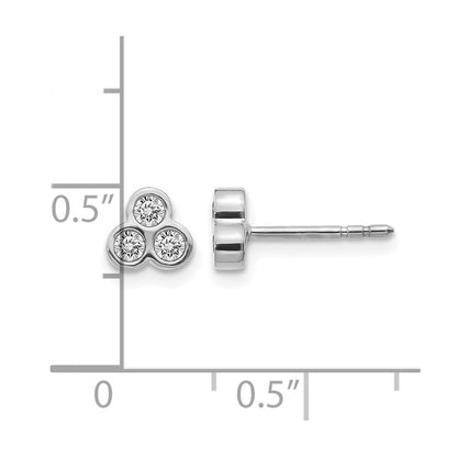 14K Weißgold Diamant-Ohrringe mit 3 Steinen