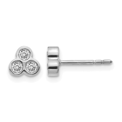 14K Weißgold Diamant-Ohrringe mit 3 Steinen