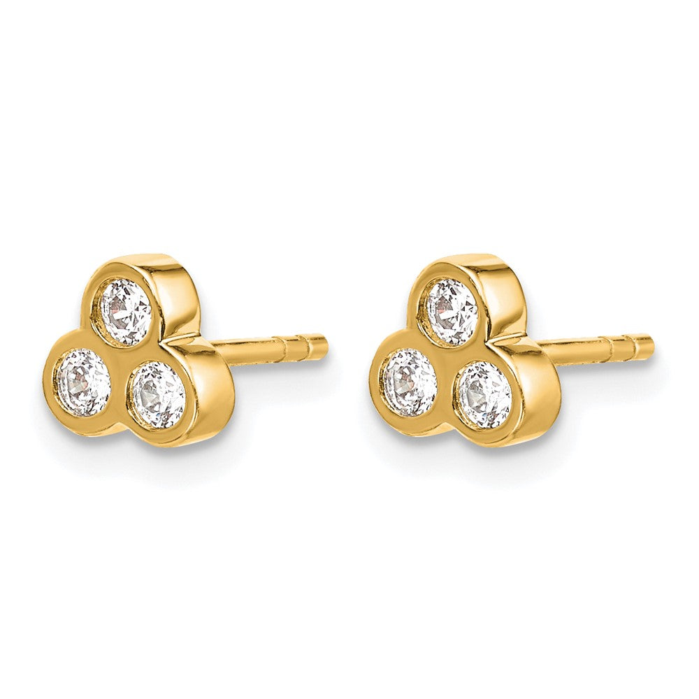 14K Gelbgold Ohrringe mit 3 Diamanten (echt)