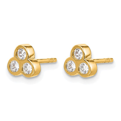 14K Gelbgold Ohrringe mit 3 Diamanten (echt)
