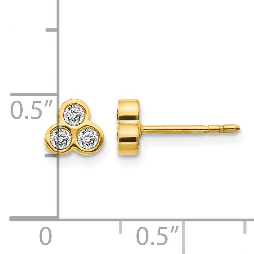 14K Gelbgold Ohrringe mit 3 Diamanten (echt)