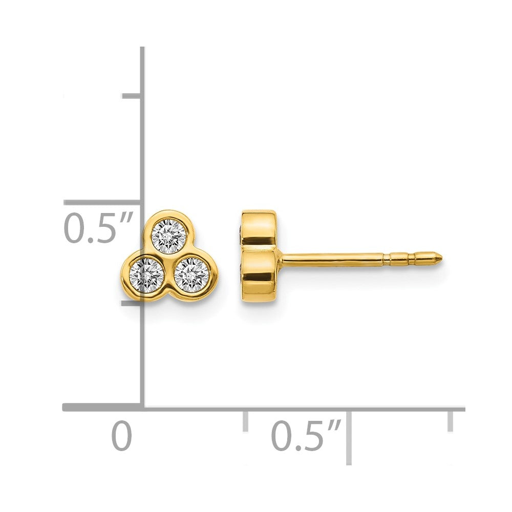 14K Gelbgold Ohrringe mit 3 Diamanten (echt)