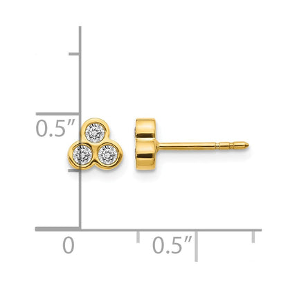 14K Gelbgold Ohrringe mit 3 Diamanten (echt)