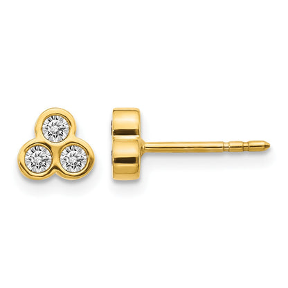 14K Gelbgold Ohrringe mit 3 Diamanten (echt)