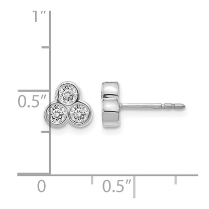 14K Weissgold Ohrringe mit 3 echten Diamanten