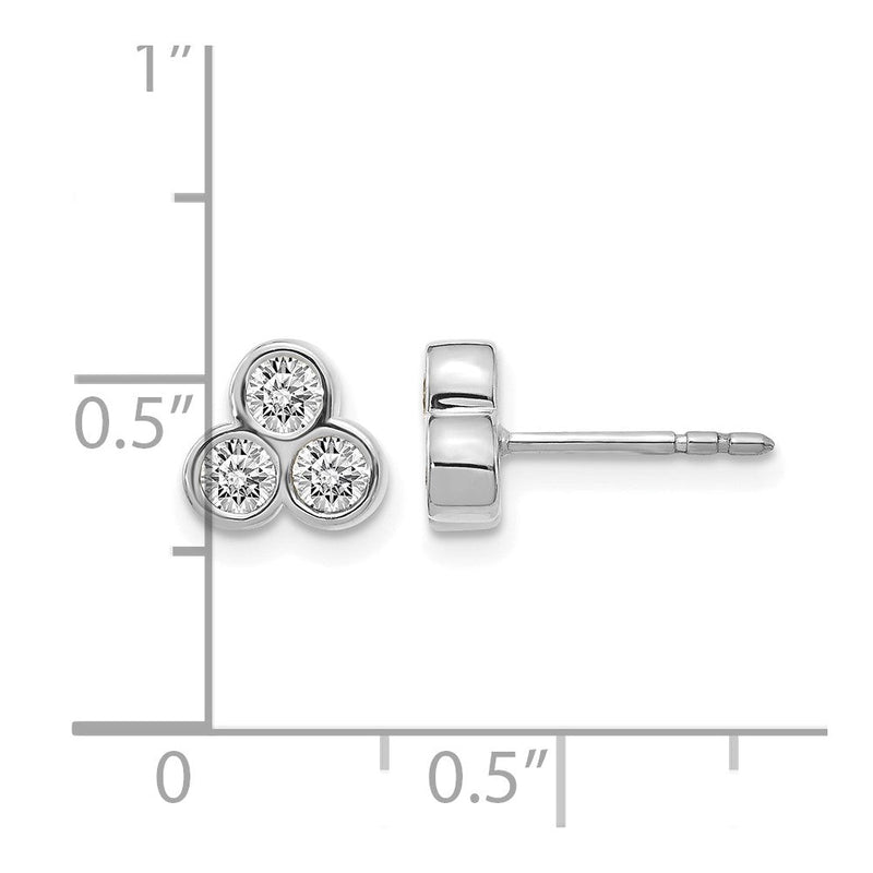 14K Weissgold Ohrringe mit 3 echten Diamanten