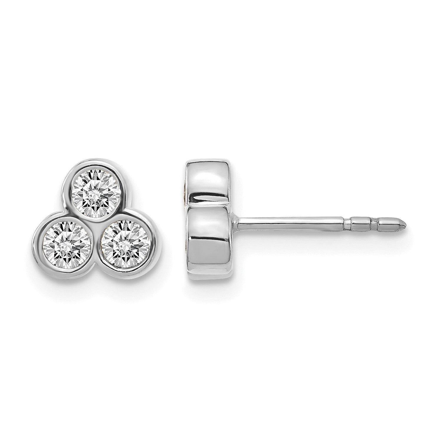 14K Weissgold Ohrringe mit 3 echten Diamanten