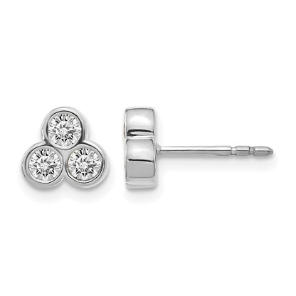14K Weissgold Ohrringe mit 3 echten Diamanten