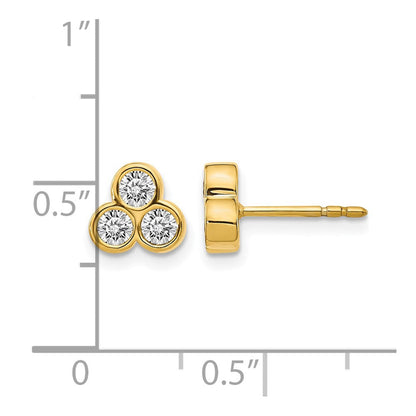 14K Gelbgold Dreistein-Ohrringe mit echten Diamanten