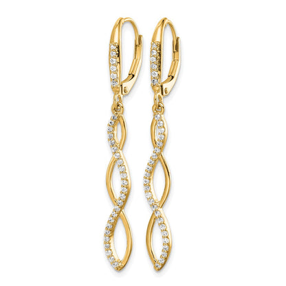 14K Gelbgold Ohrringe mit echten Diamanten und Leverback-Verschluss