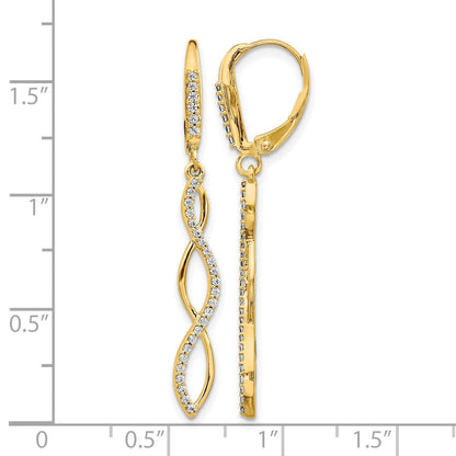 14K Gelbgold Ohrringe mit echten Diamanten und Leverback-Verschluss
