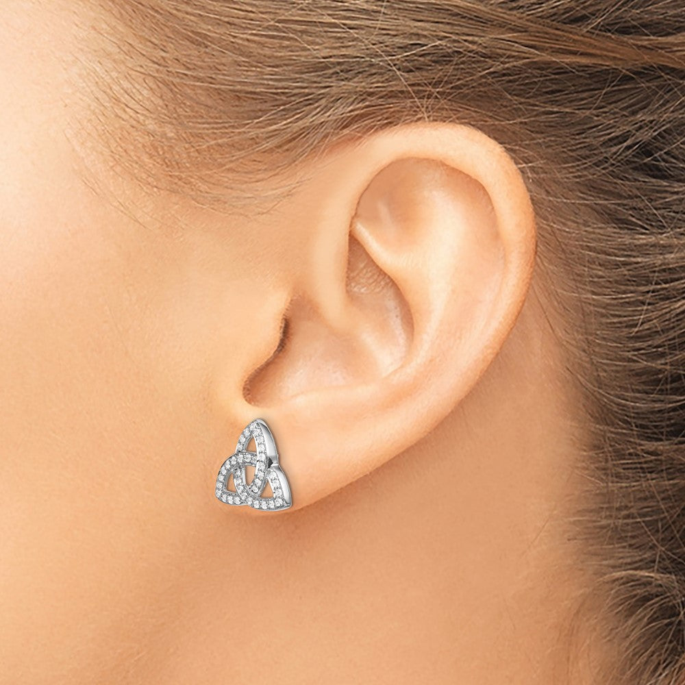 Ohrringe mit keltischem Knoten und echten Diamanten aus 14K Weißgold