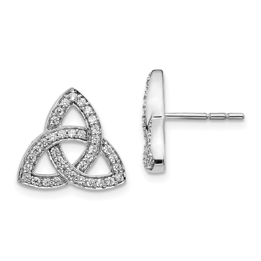 Ohrringe mit keltischem Knoten und echten Diamanten aus 14K Weißgold