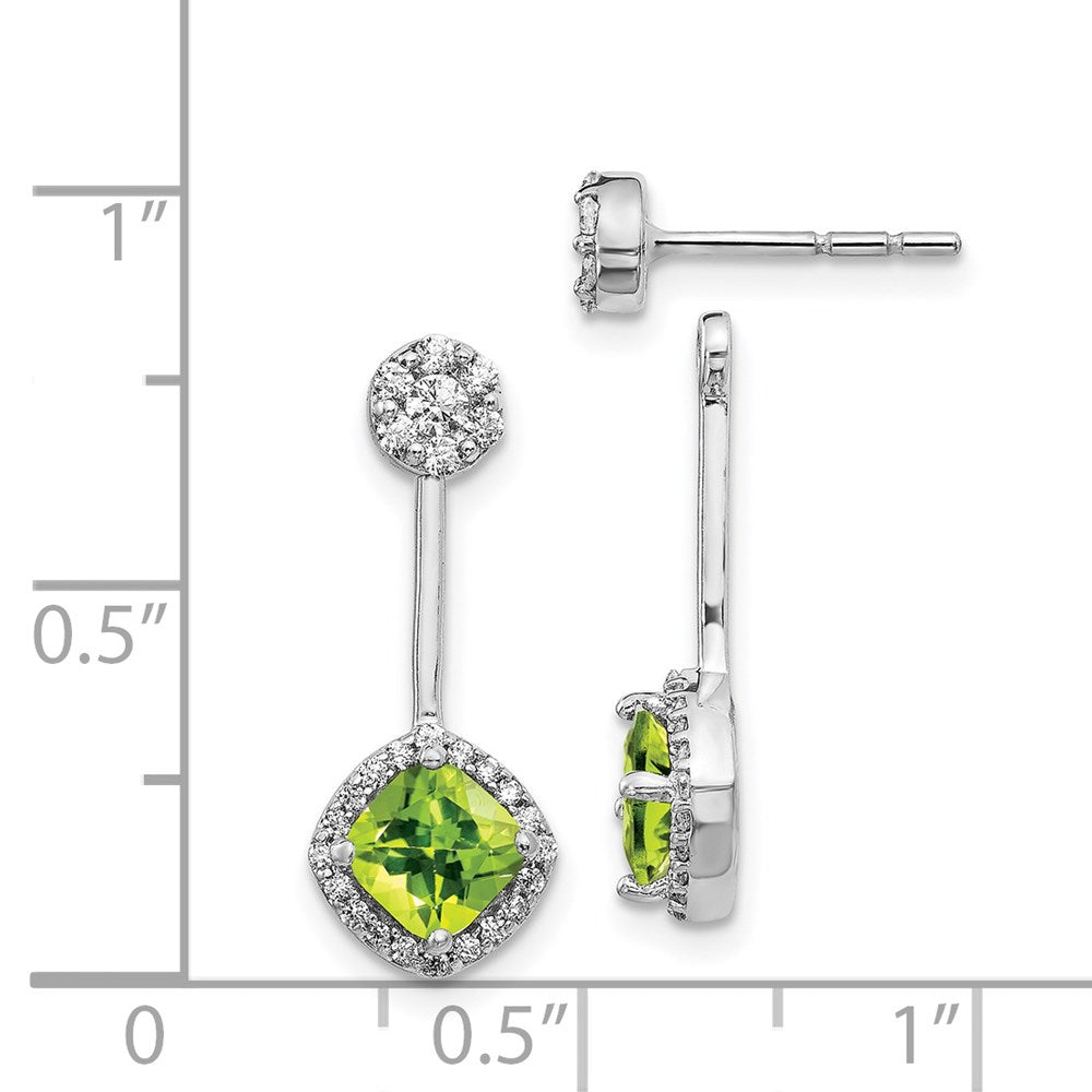 14K Weißgold Ohrringe mit echten Diamanten und Peridot