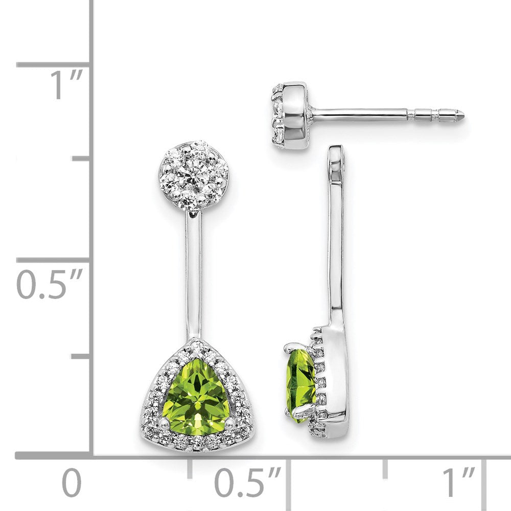 14K Weißgold Ohrringe mit echten Diamanten und Peridot