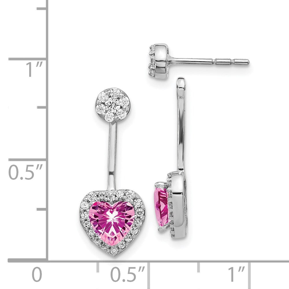 14K Weißgold Ohrringe mit echten Diamanten und synthetischen rosa Saphiren
