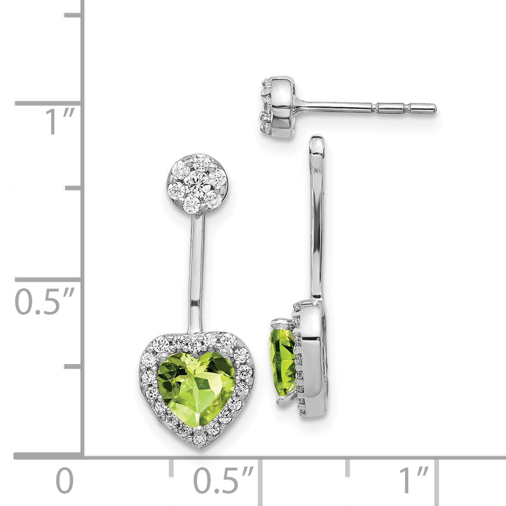 14K Weißgold Ohrringe mit echten Diamanten und Peridot
