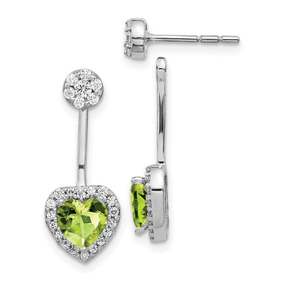 14K Weißgold Ohrringe mit echten Diamanten und Peridot