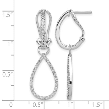 14K Weißgold Diamant Tropfen Hängend Omega Rückseite Ohrringe
