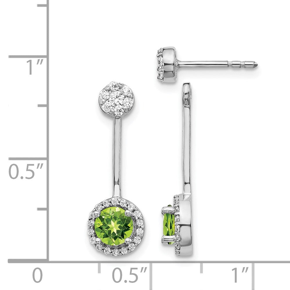 14K Weißgold Ohrringe mit echten Diamanten und Peridot