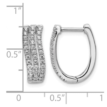 14K Weißgold Creolen mit Klappscharnier, dreireihig, echten Diamanten