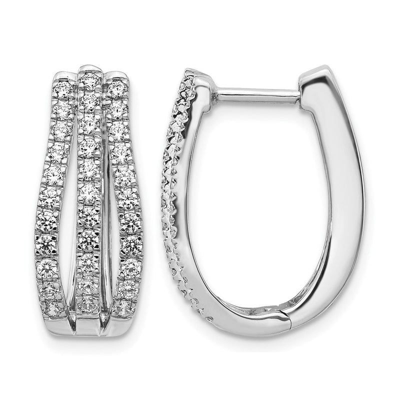 14K Weißgold Creolen mit Scharnier, 1 ct. im Labor gezüchtete Diamanten, VS/SI+ G+