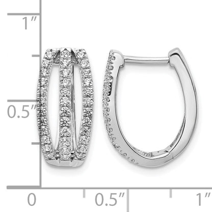 14K Weißgold Creolen mit Klappscharnier und 3 Reihen echten Diamanten