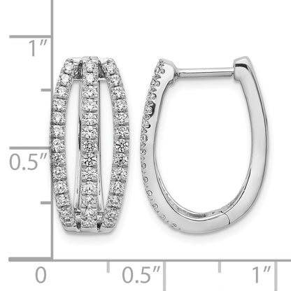14K Weißgold Creolen mit Klappscharnier, 3-reihig, echten Diamanten