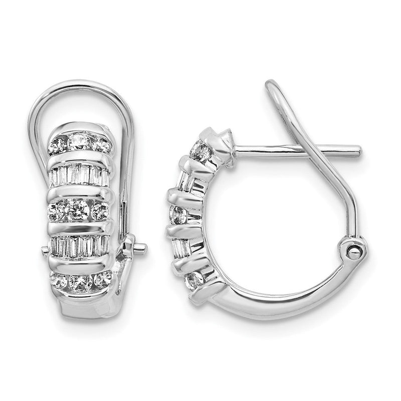14K Weißgold Diamant Omega Rückseite Creolen