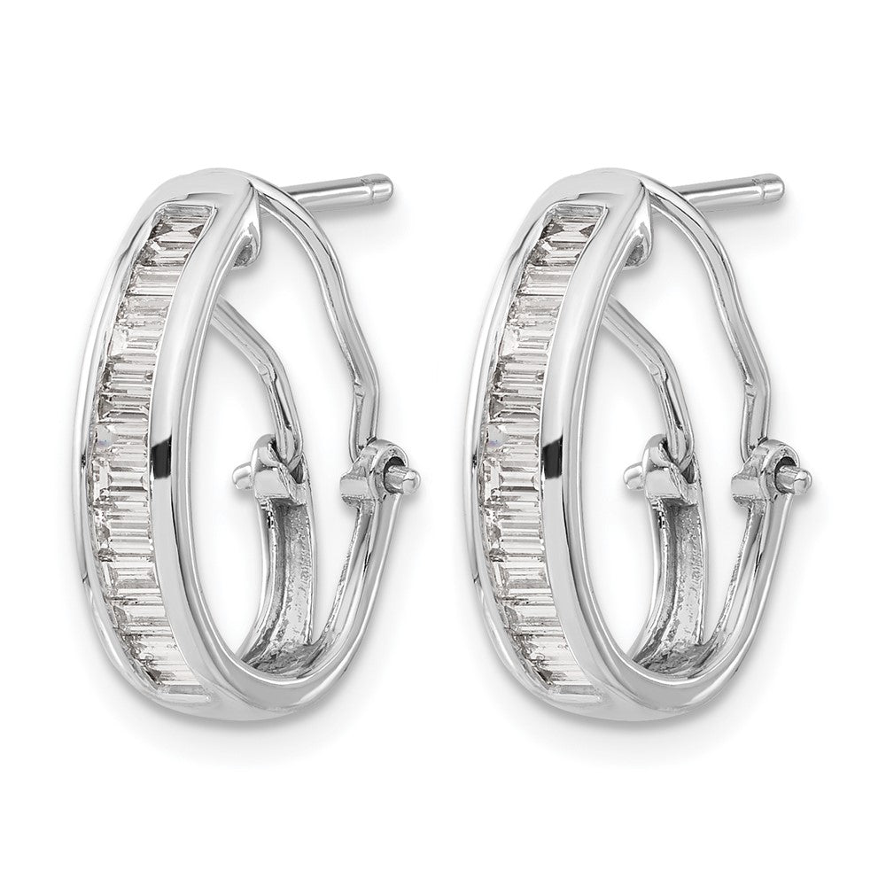 14K Weißgold Baguette Diamant Omega Rückseite Creolen