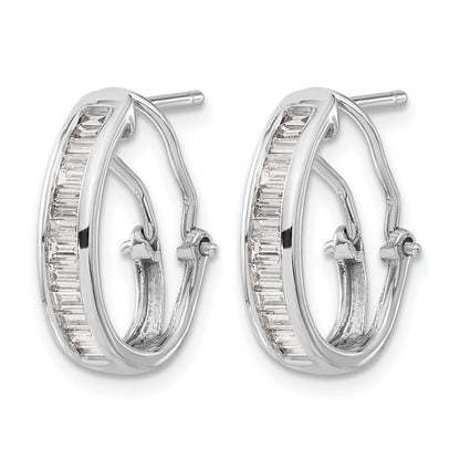 14K Weißgold Baguette Diamant Omega Rückseite Creolen