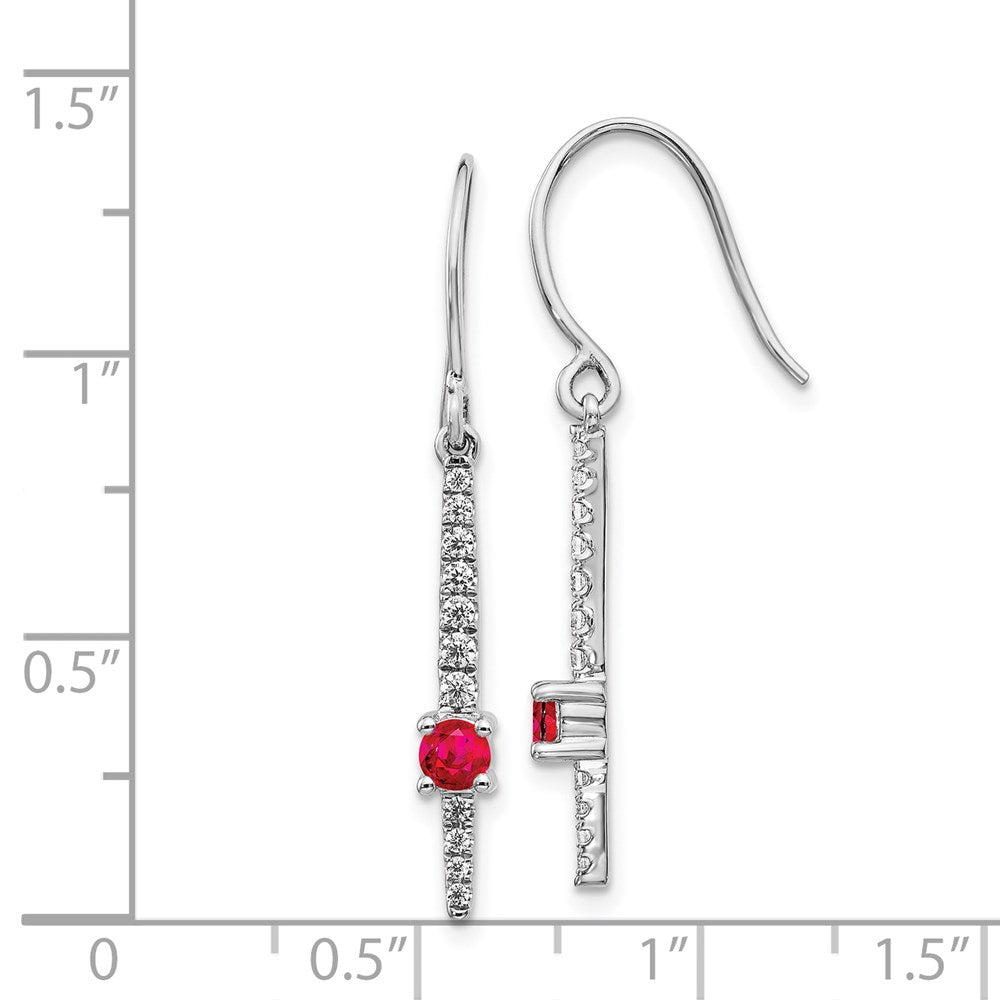 14K Weißgold Damen-Ohrringe mit echten Diamanten und Rubinen, ausgefallenes Design