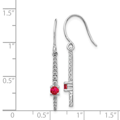 14K Weißgold Damen-Ohrringe mit echten Diamanten und Rubinen, ausgefallenes Design