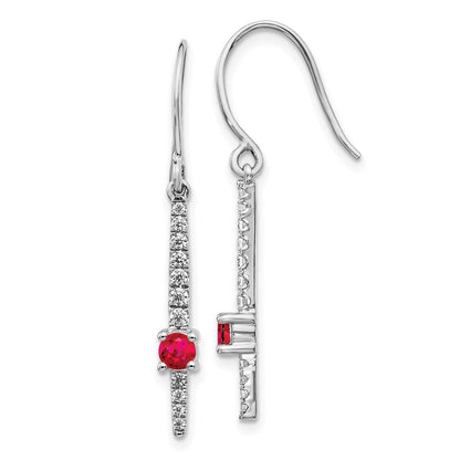 14K Weißgold Damen-Ohrringe mit echten Diamanten und Rubinen, ausgefallenes Design