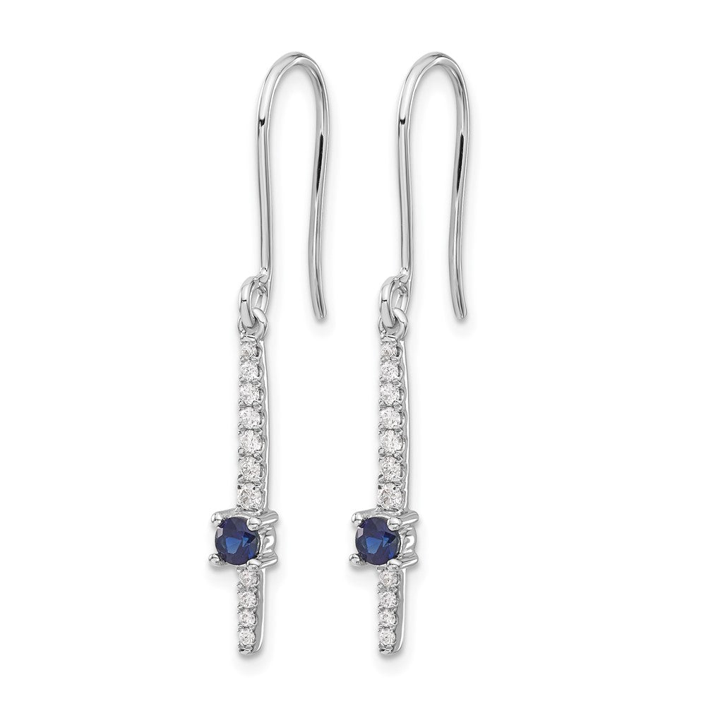 14K Weißgold Ohrringe mit echten Diamanten und Saphiren, Fantasie-Design