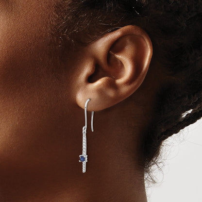 14K Weißgold Ohrringe mit echten Diamanten und Saphiren, Fantasie-Design