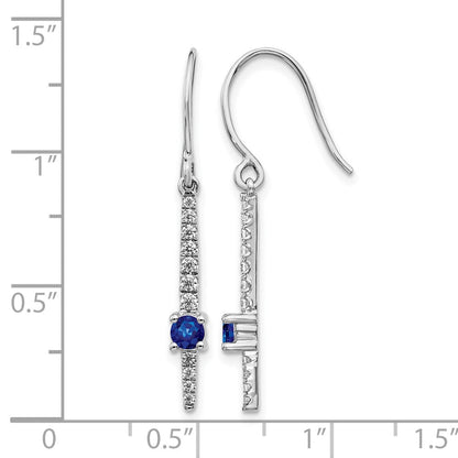 14K Weißgold Ohrringe mit echten Diamanten und Saphiren, Fantasie-Design