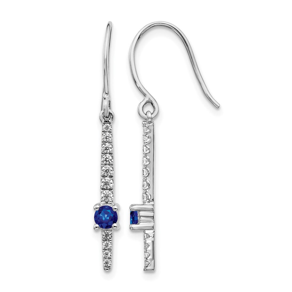 14K Weißgold Ohrringe mit echten Diamanten und Saphiren, Fantasie-Design