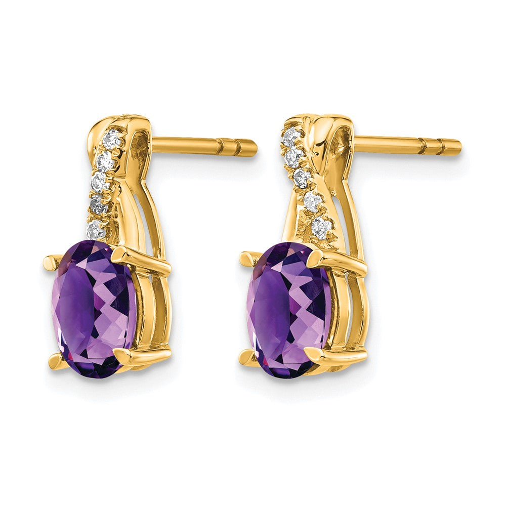 10K Gelbgold Amethyst und Diamant Ohrringe