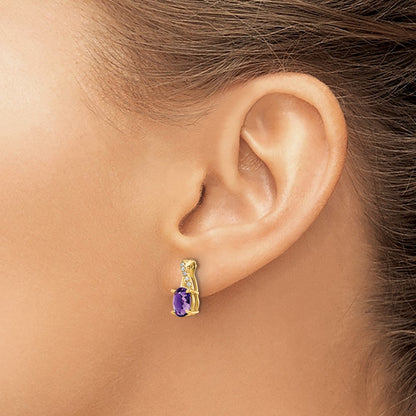 10K Gelbgold Amethyst und Diamant Ohrringe
