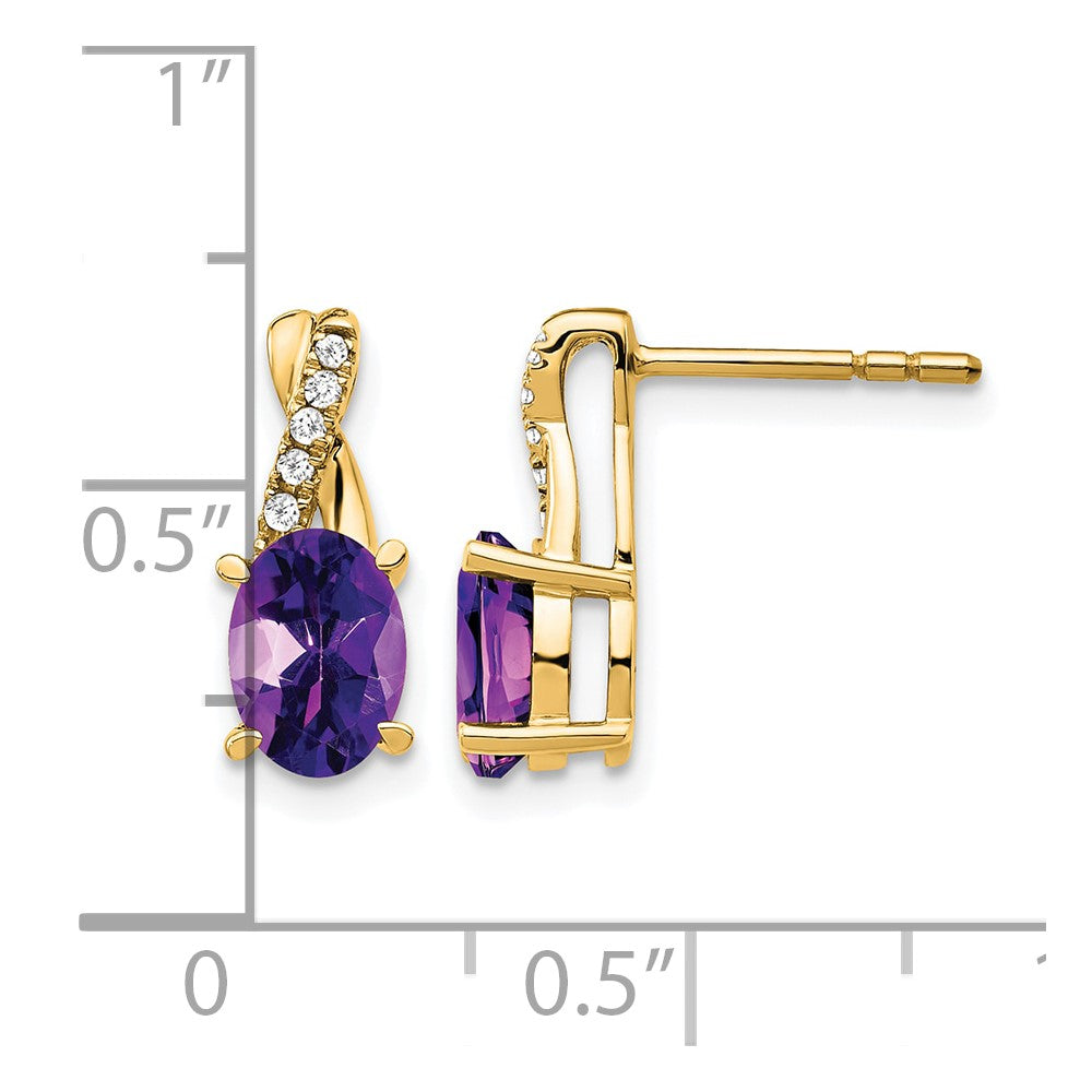 10K Gelbgold Amethyst und Diamant Ohrringe