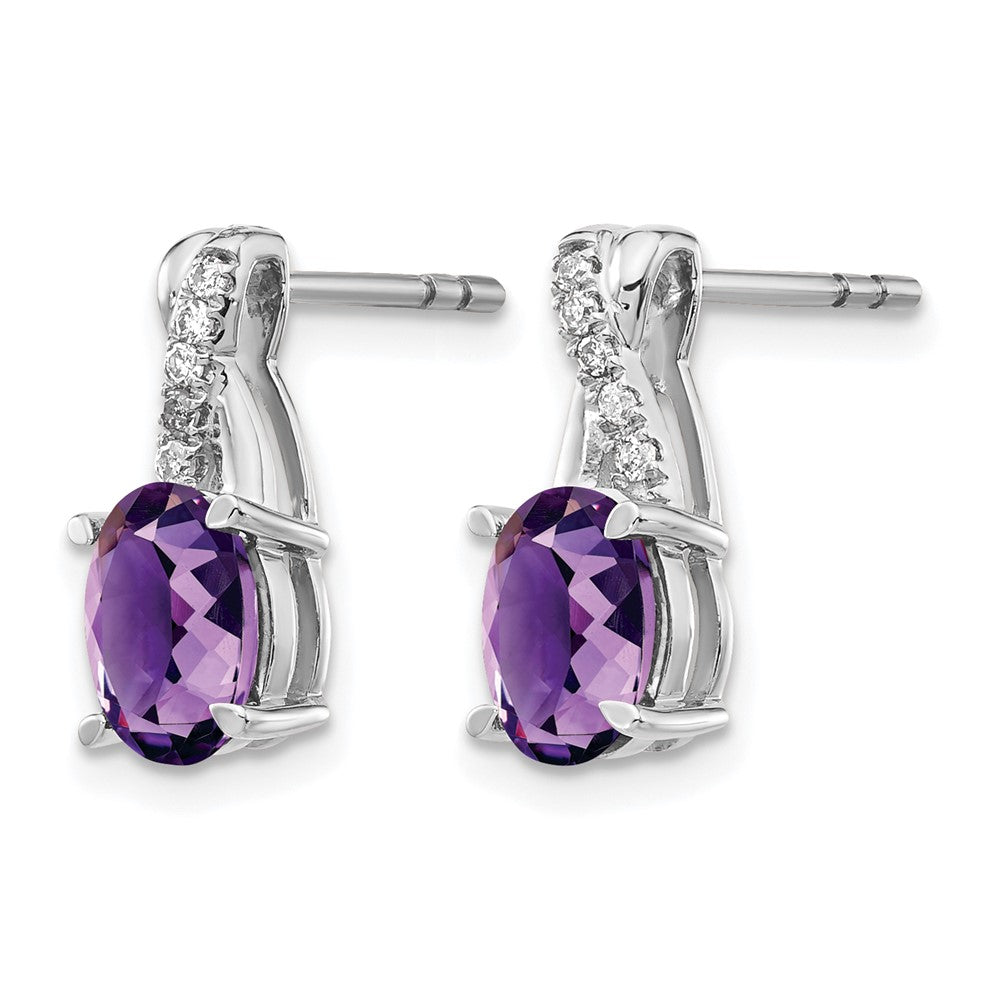 14K Weißgold Ohrringe mit Amethyst und echten Diamanten