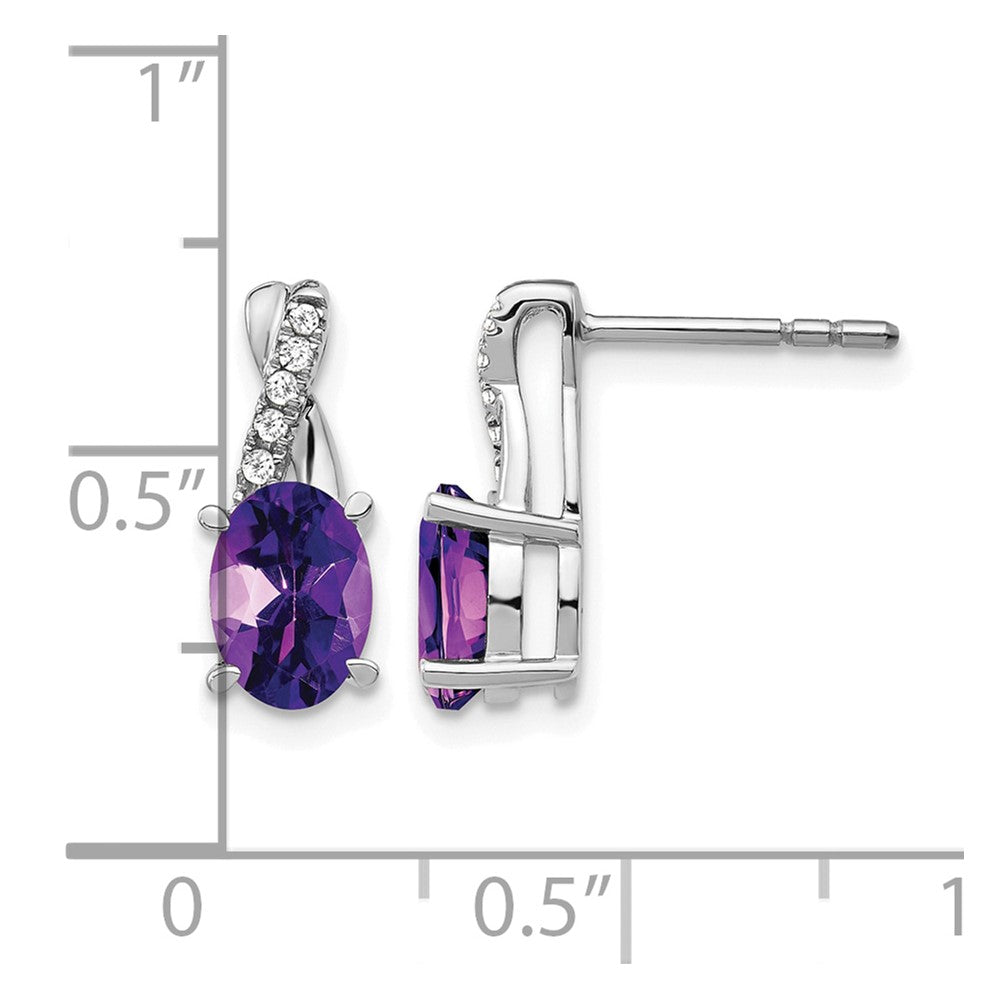 14K Weißgold Ohrringe mit Amethyst und echten Diamanten
