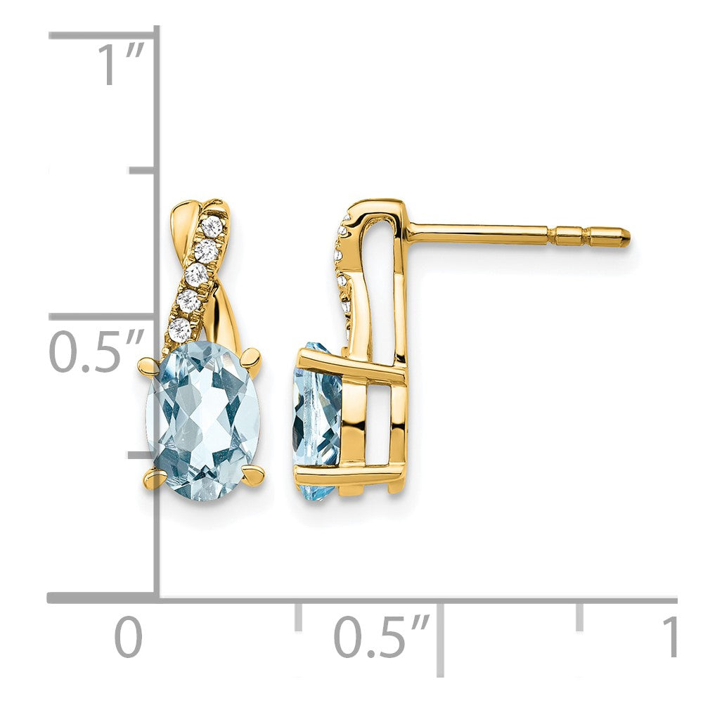 10K Gelbgold Aquamarin und Diamant Ohrringe