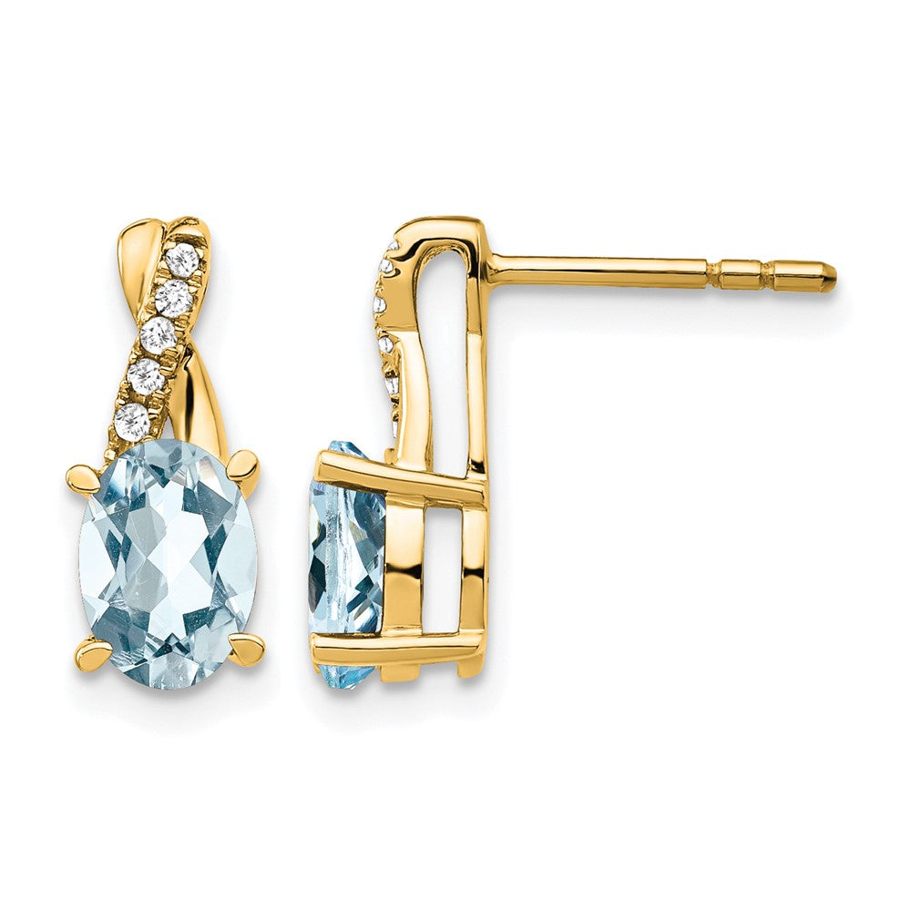 10K Gelbgold Aquamarin und Diamant Ohrringe