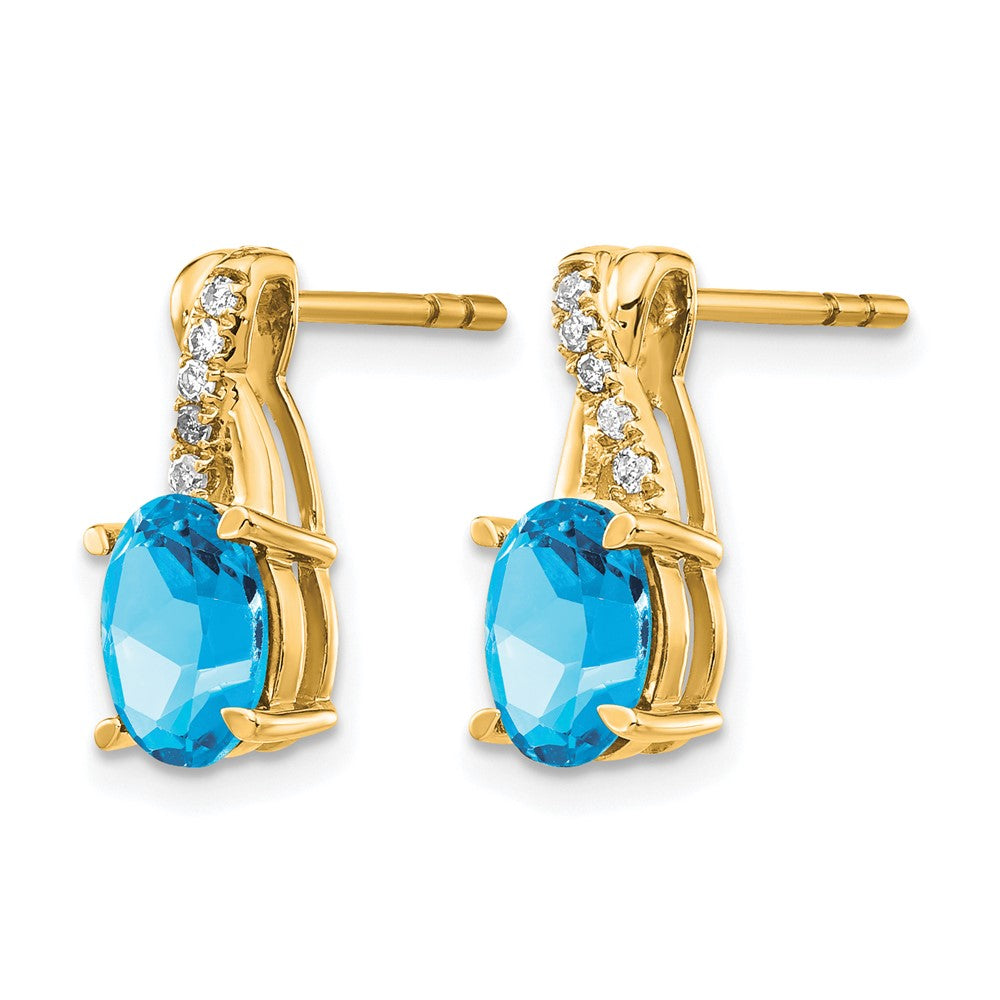 10K Gelbgold Blautopas und Diamant Ohrringe